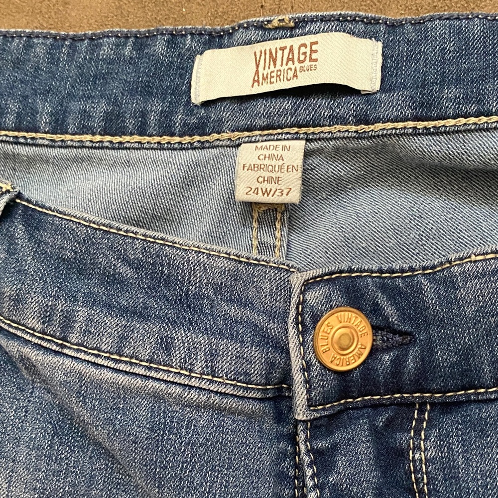 Plus Size Vintage America Blue Denim Ankle Jeans